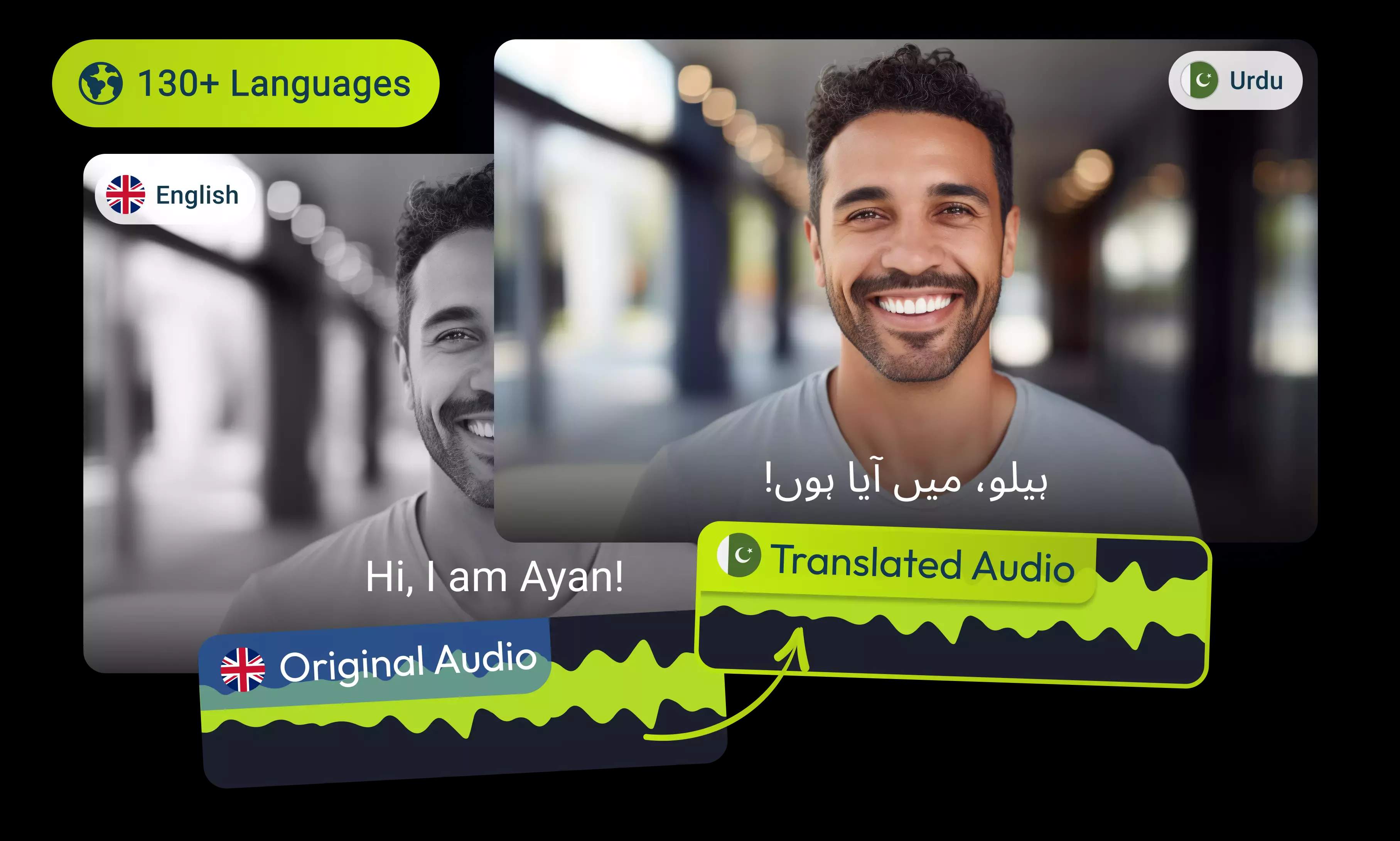 Traduce audio de inglés a urdu con IA