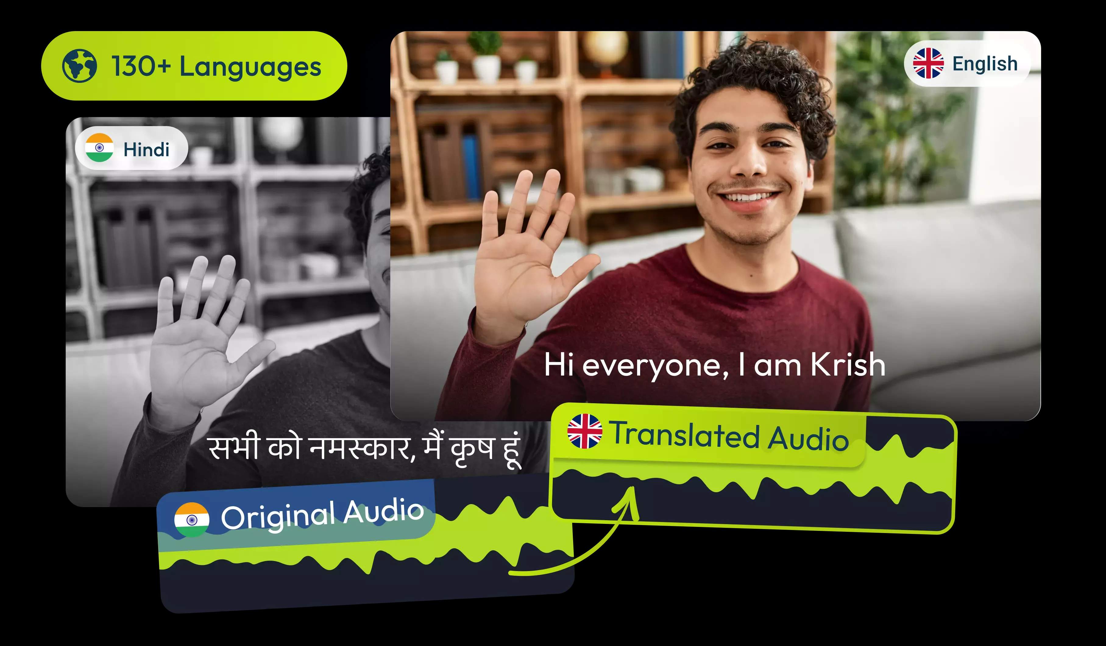Traduce audio de hindi a inglés con IA