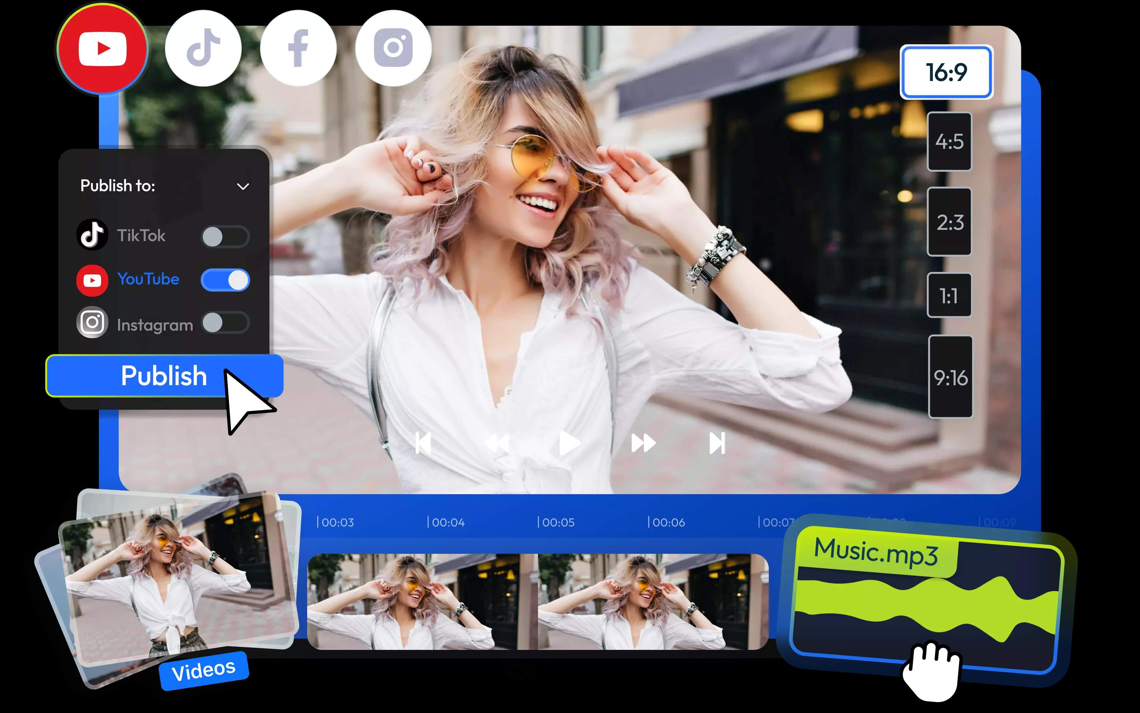 Social Media Video Maker with Professional Templates and Timeline Editing
