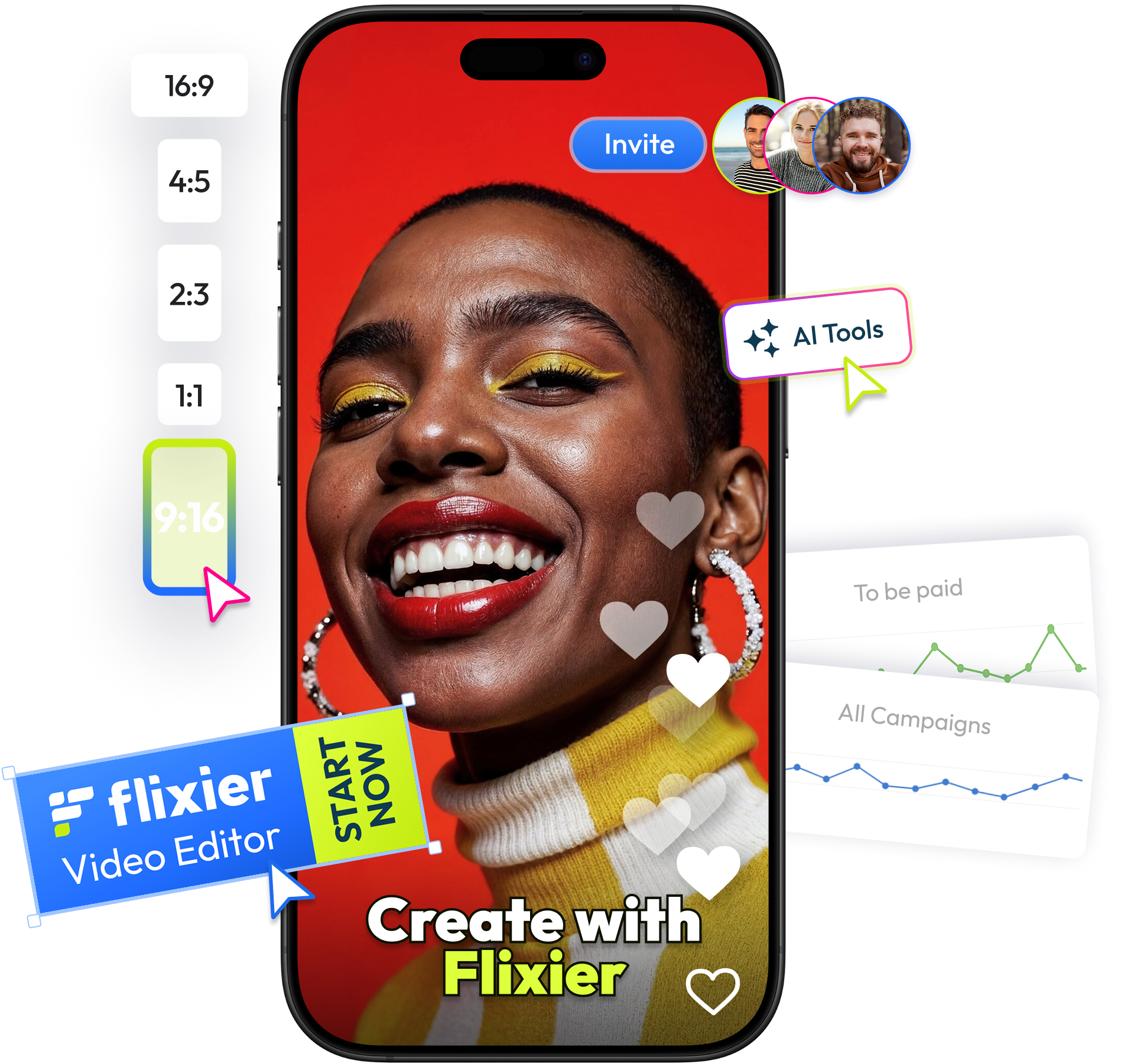 Cards with people showing video capabilities