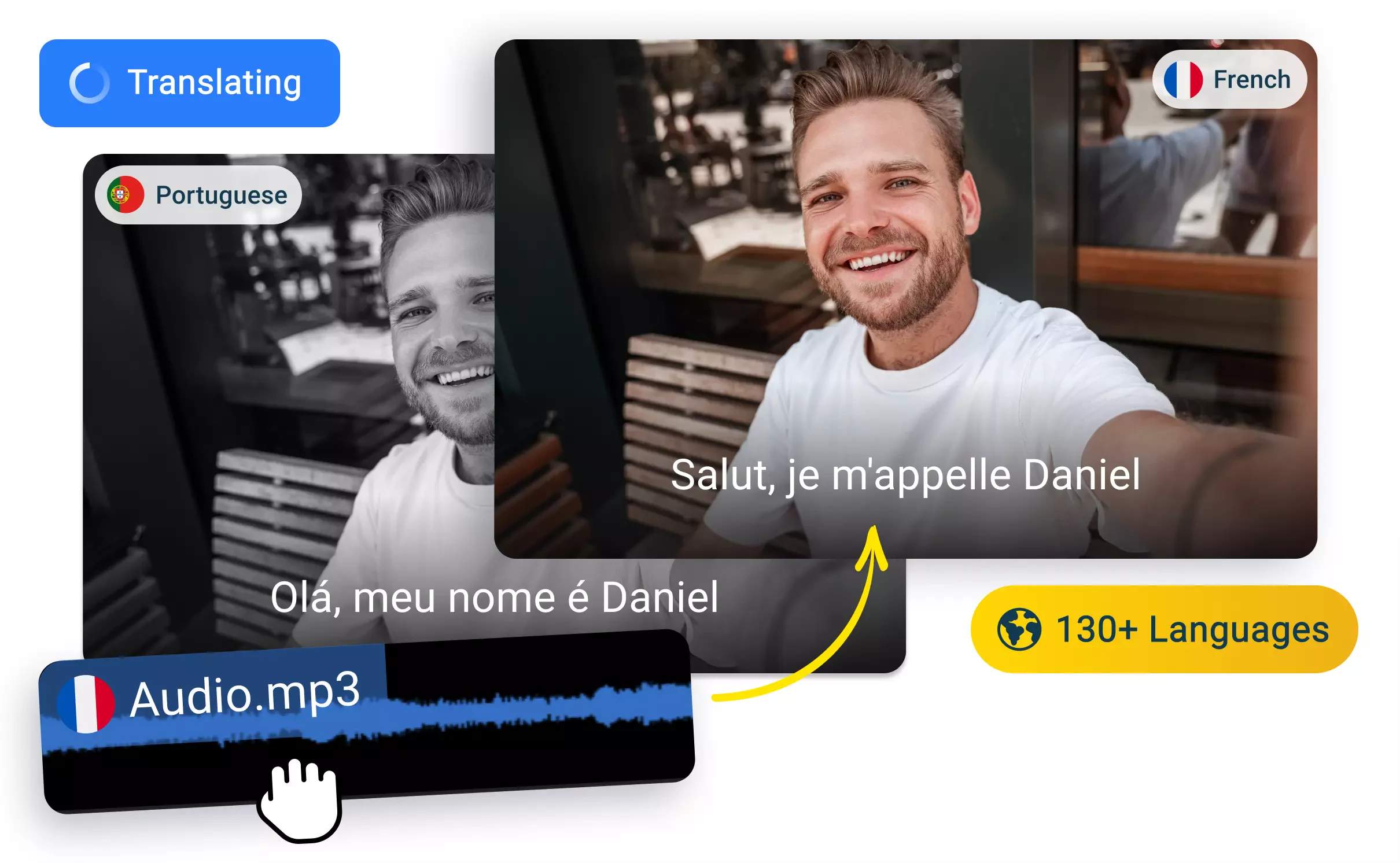 Translate Portuguese to French Audio with AI