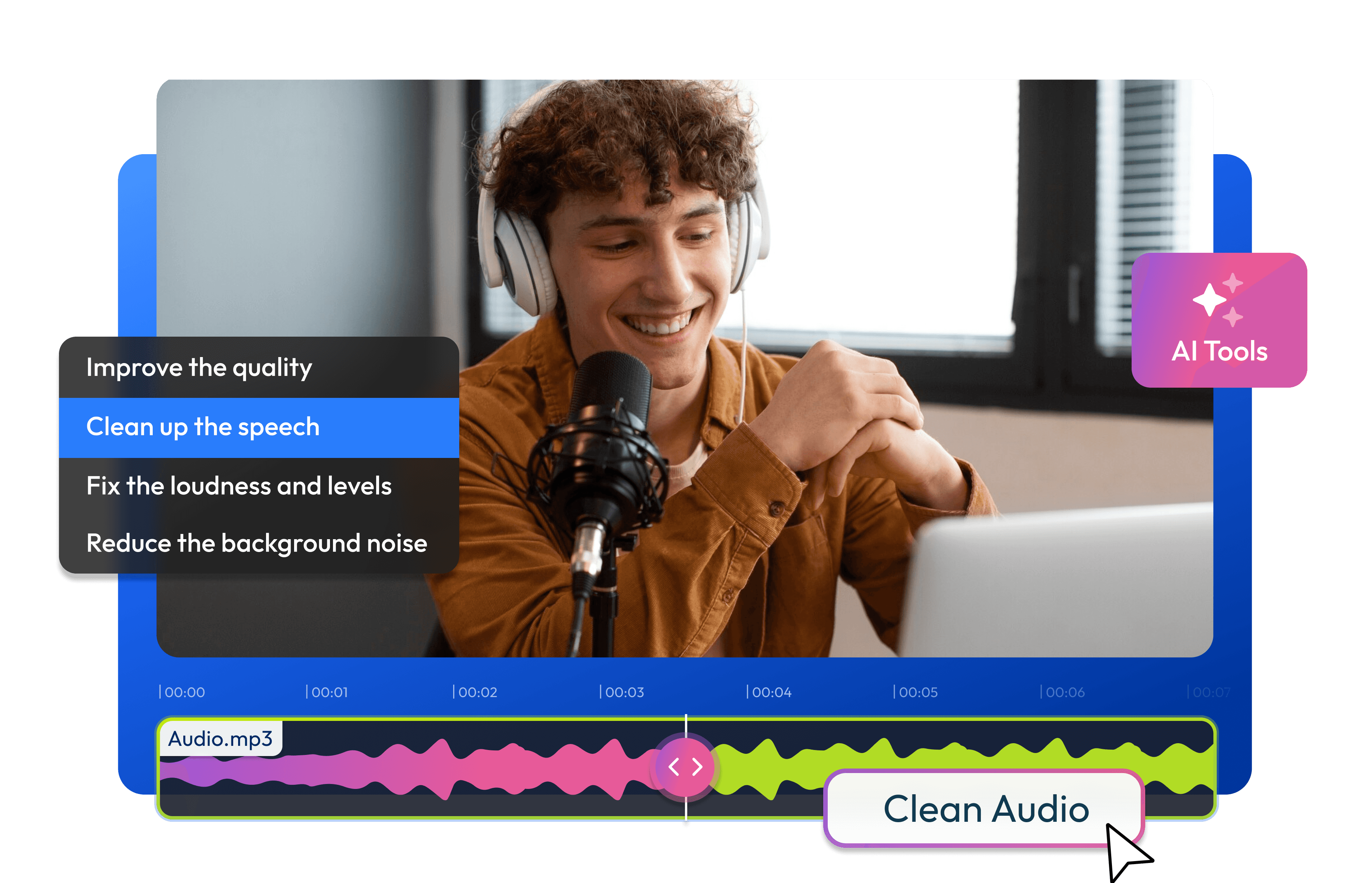 Aprimorador de Áudio para Podcast Online com Voz Nítida e Profissional