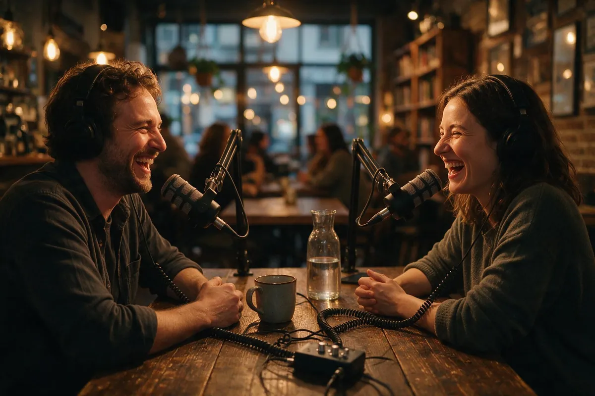 Animateurs de podcast en train d'enregistrer